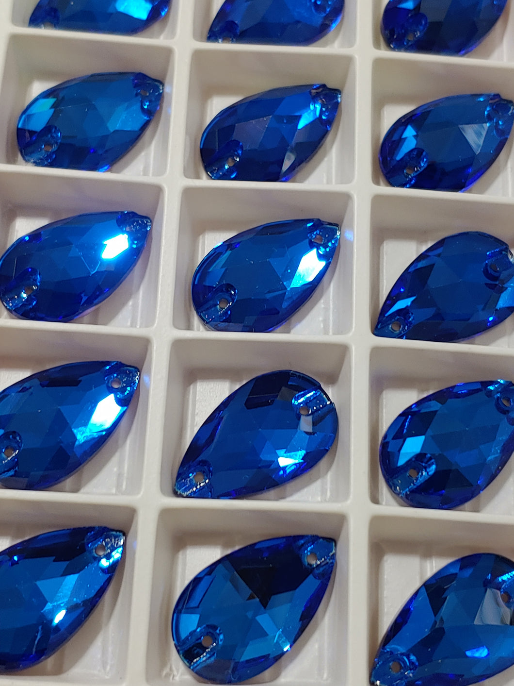 Capri Blue Teardrop Glass Cabochons